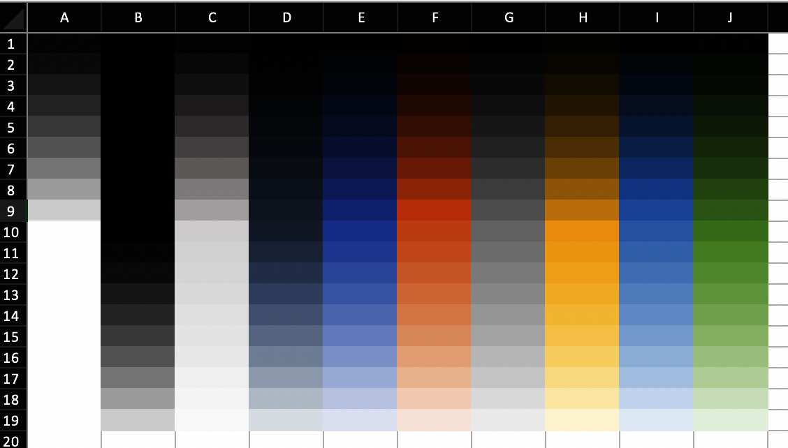 Tint variations of the theme colors.